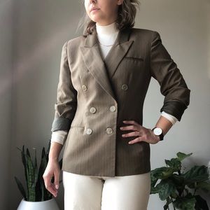 Green Pinstripe Double-Breasted Jones NY Blazer